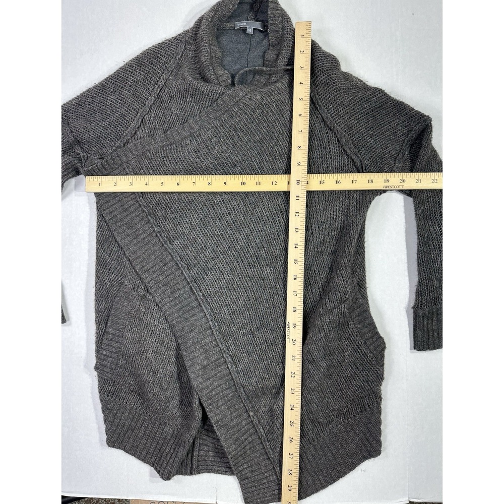 Vince Wool Yak Wool Honeycomb Long Cardigan Open Front Sweater XS Gray Cardigan - Picture 3 of 6